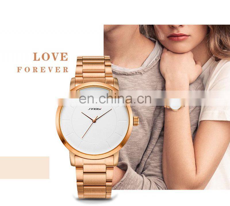 SINOBI Couple Watches S9822 Customize Watch Logo Minimalism Stylish Lovers Pair Wristwatch Gift Watches