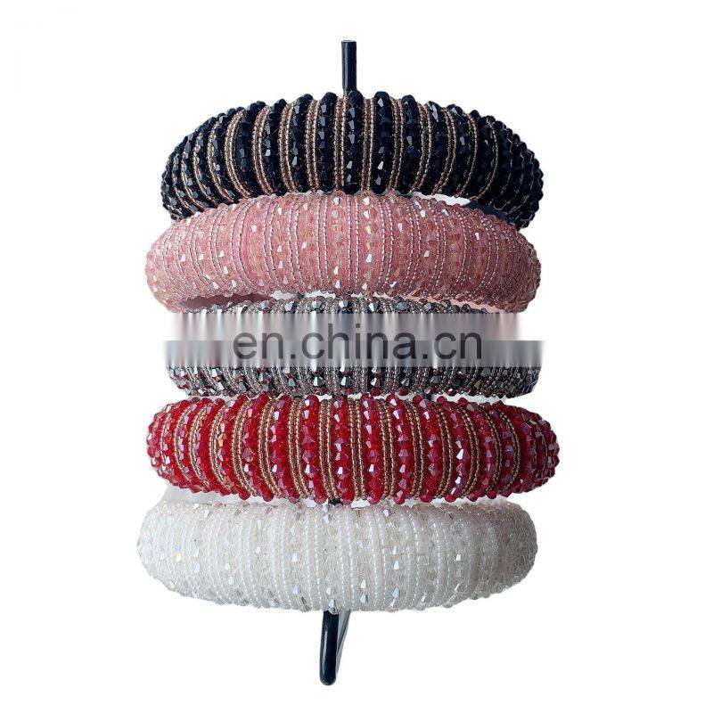 Crystal Headbands Fashion Hair Hoop Bands Bezel Luxurious Rhinestones Sponge Hairbands Women Hair Accessories Headdress