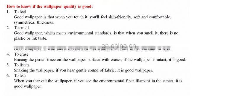 Commercial Wallpaper Household Bedroom Decor 5.3 Square High Quality Vinyl PVC Wallpapers for Hotels