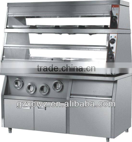 glass food warmer display showcase/food warmer showcase/hot food showcase