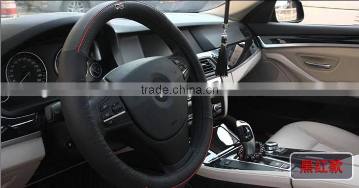 cool genuine leather 14 inch steering wheel cover