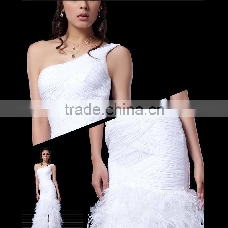 Vintage Simple Grace One Shoulder Charming Bottom Feather Dress