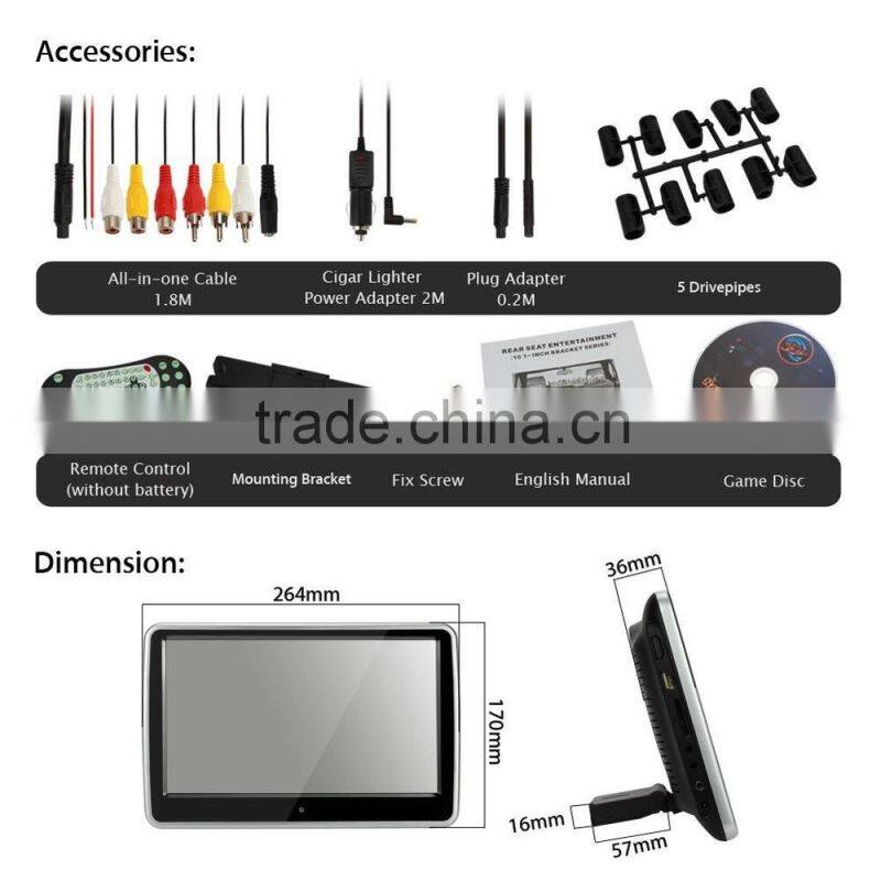 DS-1018AT 10.1inch android 4.4.4 car rear seat headrest touch screen monitor