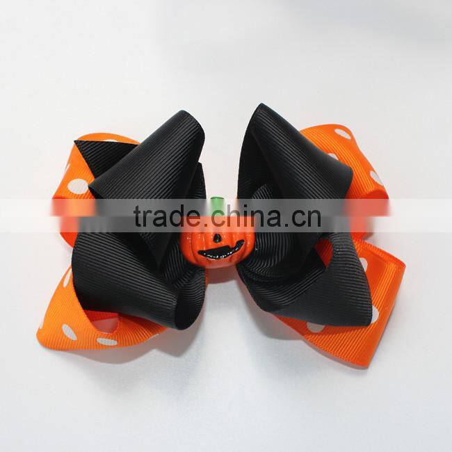 2015 children Halloween Hair Bow boutique Hair Bow accessory large thanks giving Bow With Clip CB-3380