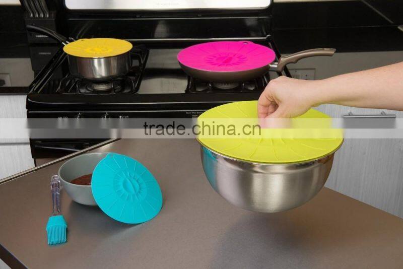 Reusable Food Grade Silicone Suction Covers ,silicone suction lids for bowl