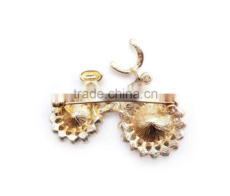 Bicycle Design Decorated Big Glass Stones Hair Pin For Girls