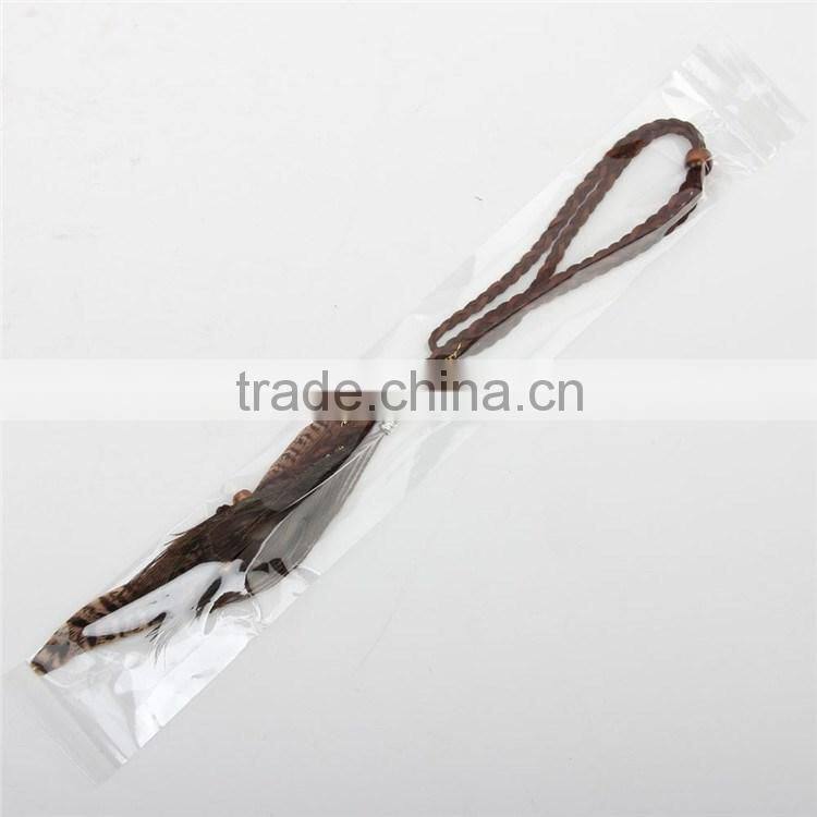 DSHB01 Tribal hair band indian peacock feather pendant headband golden leaves rope knitted belt elastic hairband