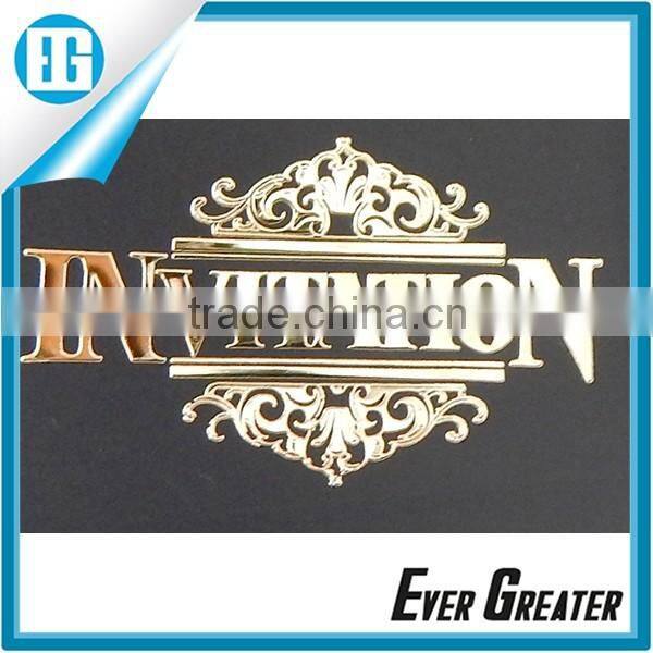 Custom embossed metal sticker self adhesive embossed metal sticker wine bottle embossed metal sticker