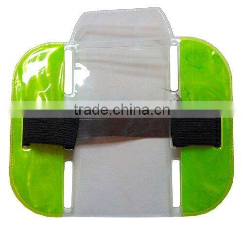 Clear SIA Security Reflective Green Arm Band Photo ID Card Case Badge Adjustable Armband Card Holder
