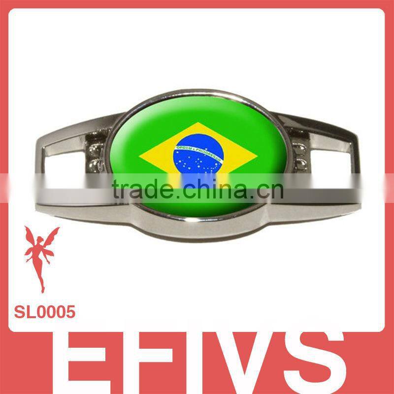 customized logo metal shoelace bracelet charms