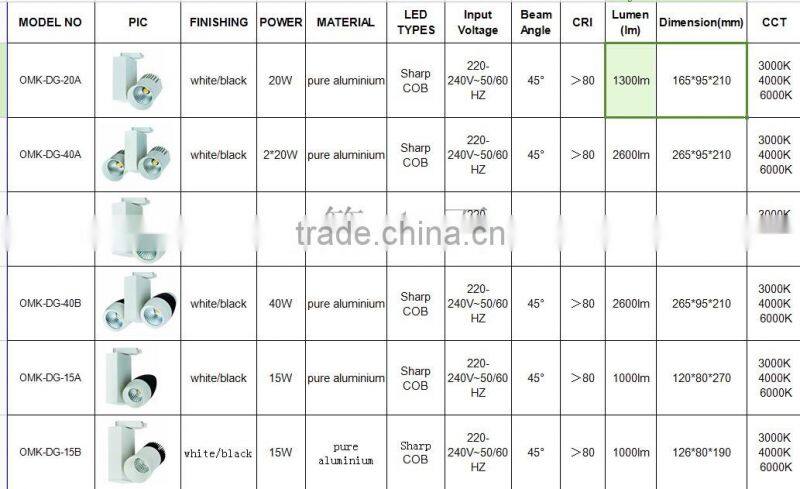 40w black COB Track light