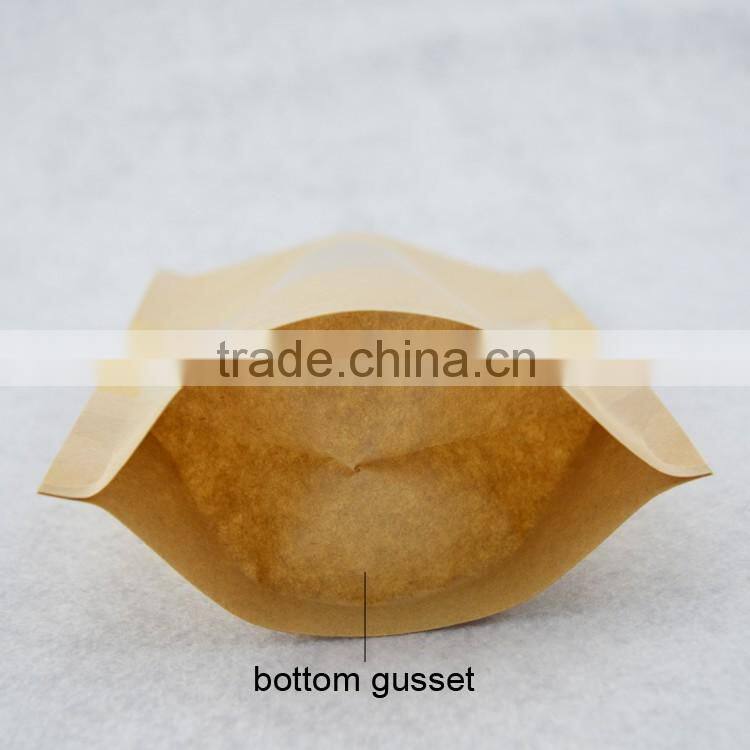 food grade stand up zipper kraft paper bag with clear window accept custom printing