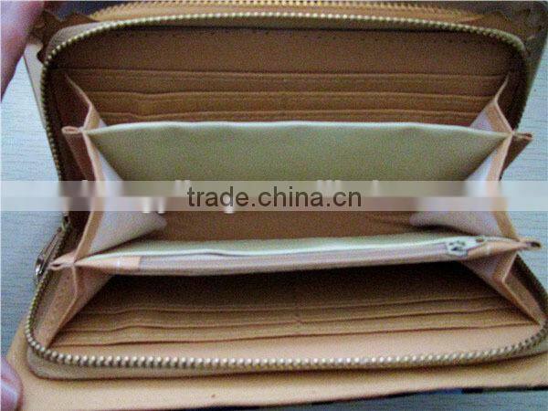 Hot sale cheap posh colorful striped shiny pu purse with decoration