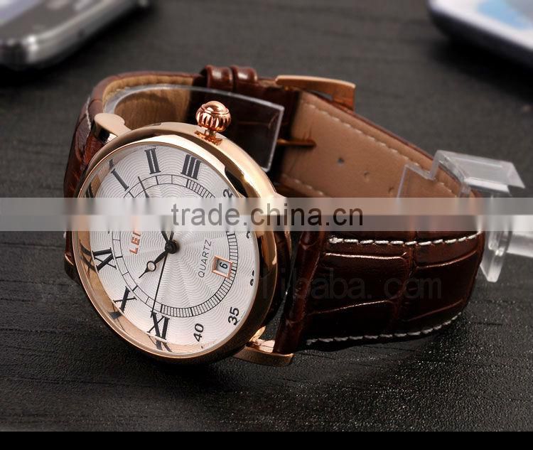 Newest Leather Strap Men Wrist Watch Gift KING SILIVER