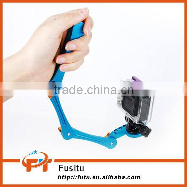CNC Aluminium Low Angle Foldable Pocket Stabilizer Hand Grip Mount Adapter Holder Monopod For Gopro 1 2 3 3+ 4
