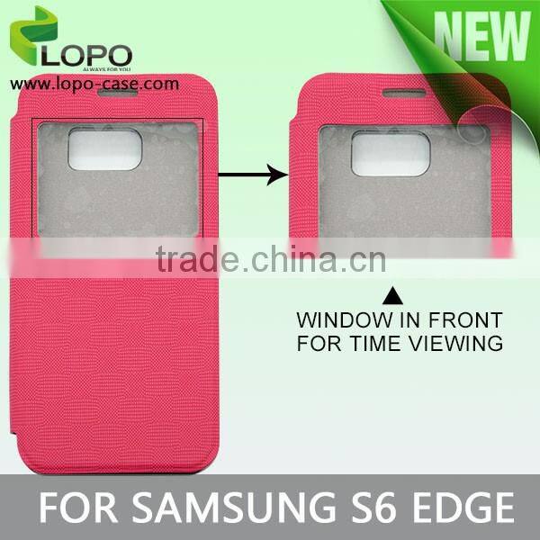 Book style flip 2D sublimation phone case for Samsung S6 edge with transparent square for viewing time