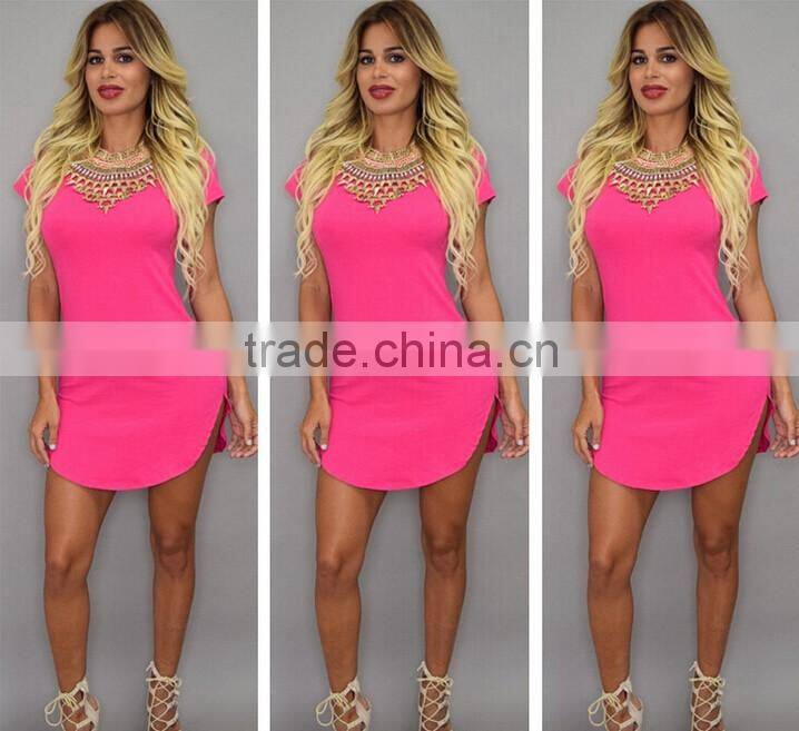 2016 Summer Sexy Club Dress Short Sleeve Split Bandage Bodycon Cheap O-Neck
