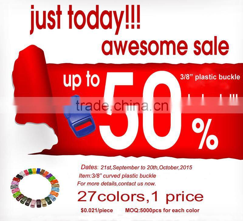 Yukai quick release curved plastic buckle/10mm plastic buckle for backpack