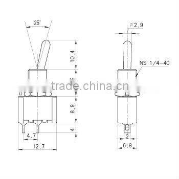 Miniature Toggle Switch 3A 3-Way and 2-way ON OFF ON