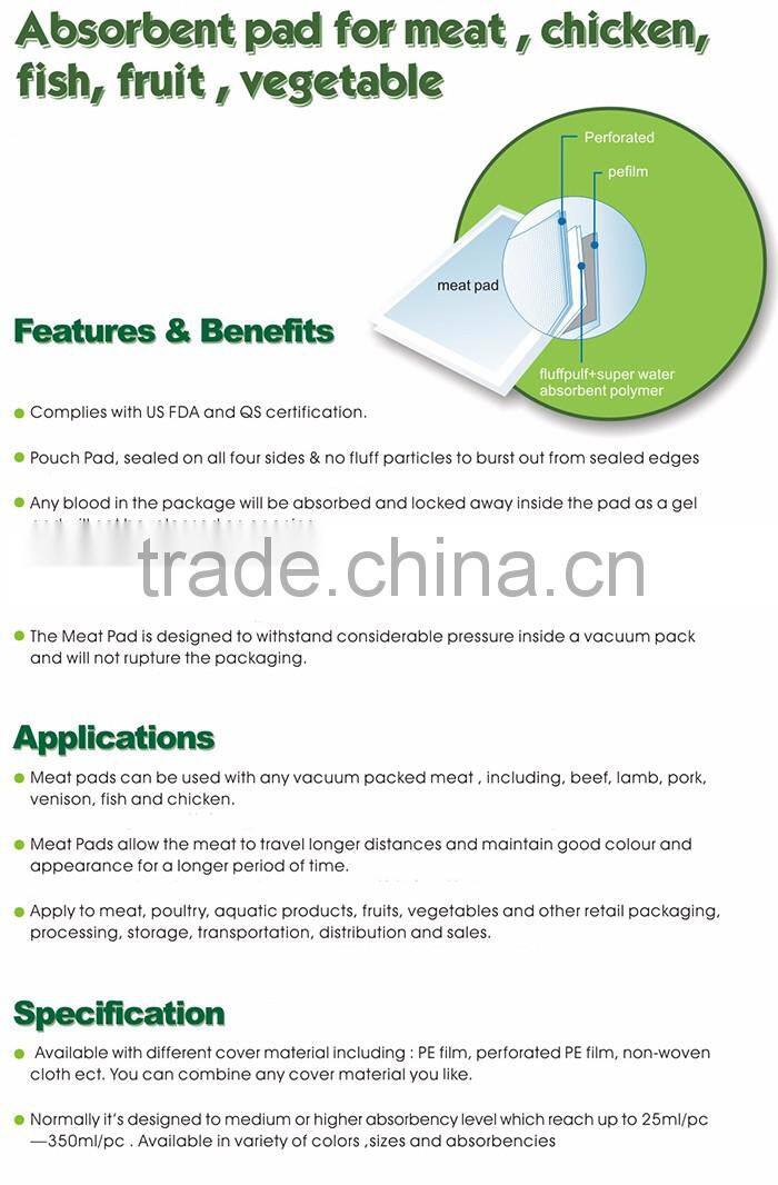 Cheap hot sale top quality customized food tray absorbent pads