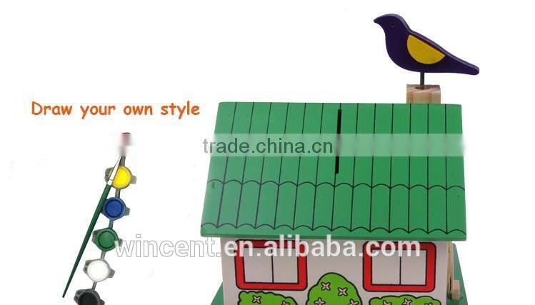 Multifunction DIY Painting Wooden Music Box & Piggy Bank Toy