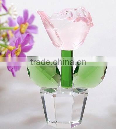 Factory directly sale Wedding favor k9 Nature crystal rose flower for the wedding gifts