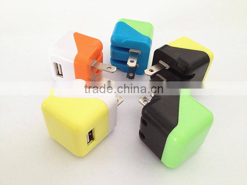 Factory supply jelly color mini USB home charger US folding plug high quality for Android smartphones
