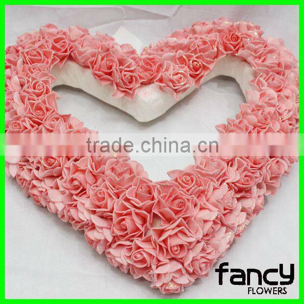 Artificial pink heart shape flower foam for wedding decoration