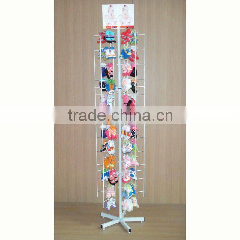 compact metal rotating floor display with small space occupying