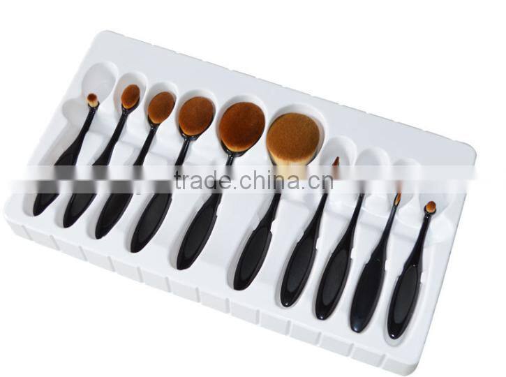 professional oval tooth shape 10 pcs makeup brush set private logo welcome