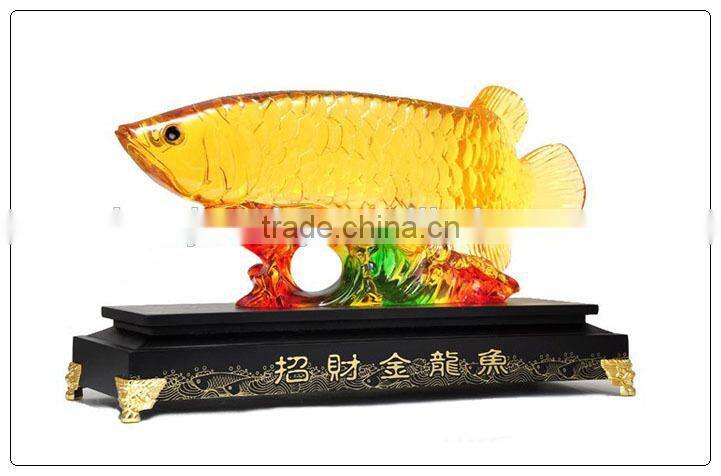 Resin Liuli color Chinese Luckly Golden fish , resin statue