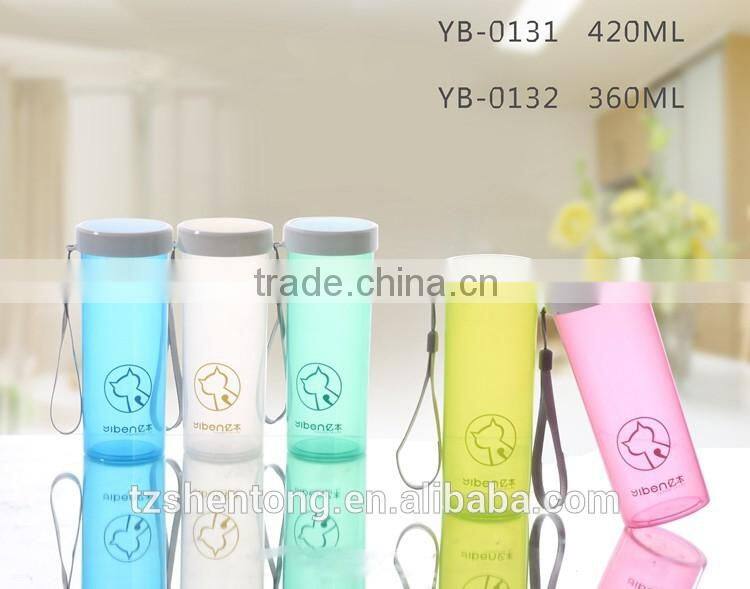 Wide mouth portable plastic drinking water bottle