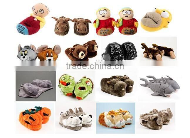 Lovely animal design plush penguin indoor slippers/Plush indoor animal slippers