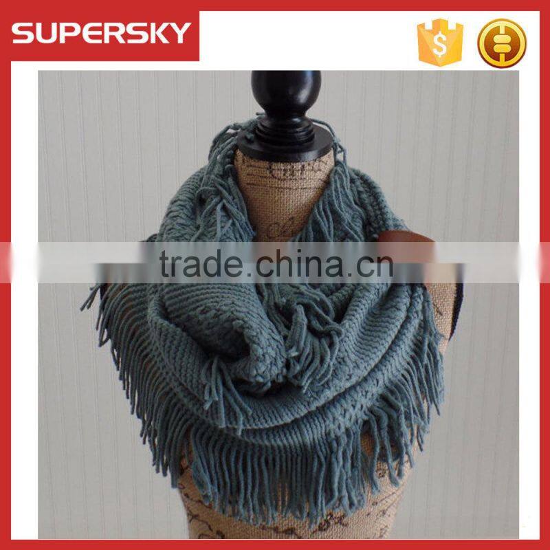 F197/classical women winter infinity scarf/women belt tassel fashion scarf