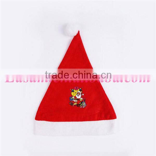 Christmas supplies cheap wholesale cute Santa Claus logo christmas hat plain 2015