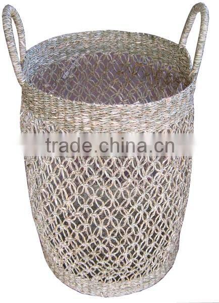 High quality best selling 2016 water hyacinth with fabric rectangle storage basket