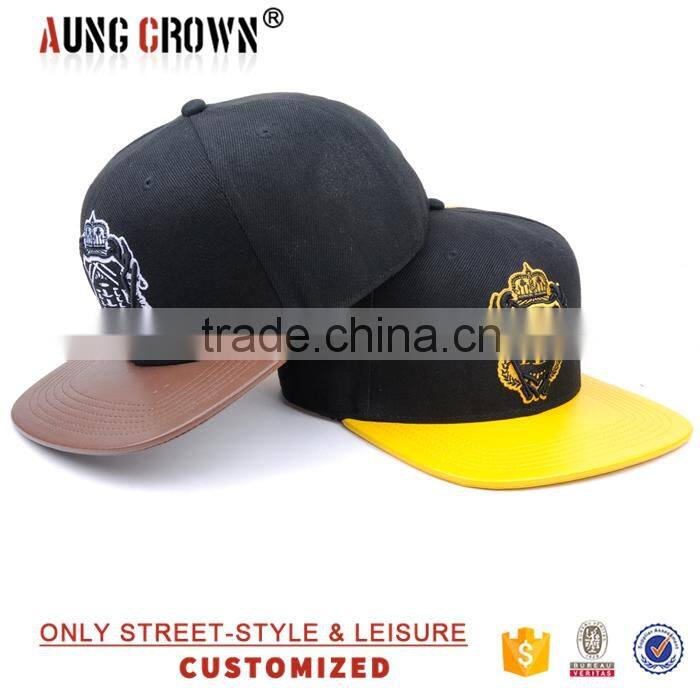 wholesale leather brim custom flat bill hats caps
