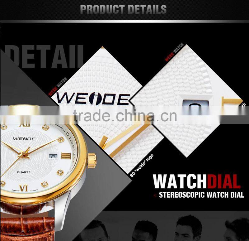 2015 WEIDE Fashion Alloy Couple Watch Gold Rose Watches For Men Cheap Watches In Bulk Sapphire Wristwatch WG93008