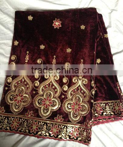Ready goods of dark brown color velvet george lace fabric