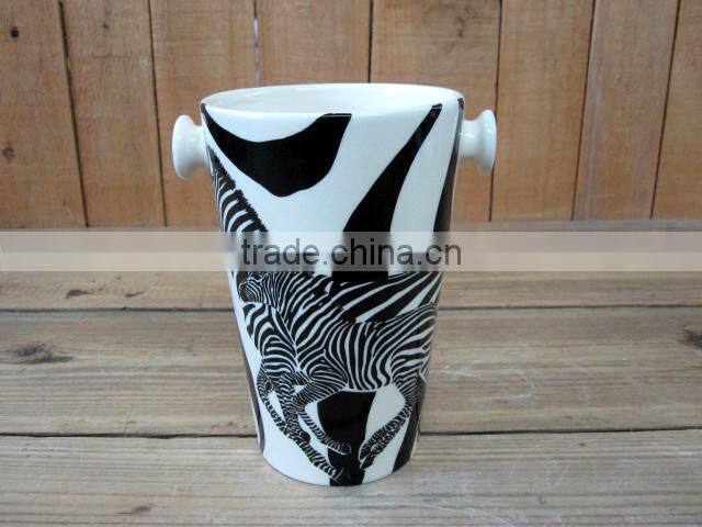 Modern Zebra Decal Ceramic Vase for Decoration