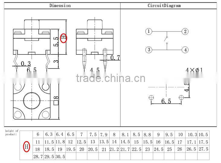 TSW08111 Waterproof Tact Switch
