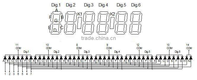 6 digit 7 segment digital led clock display white