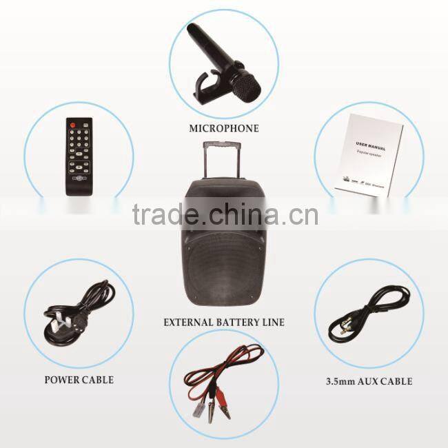 15inch professional powered amplified speakers system with bluetooth