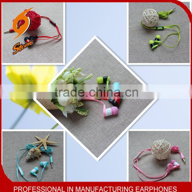 Colorful Earphones For Mobile,Flat Cable Earphone.