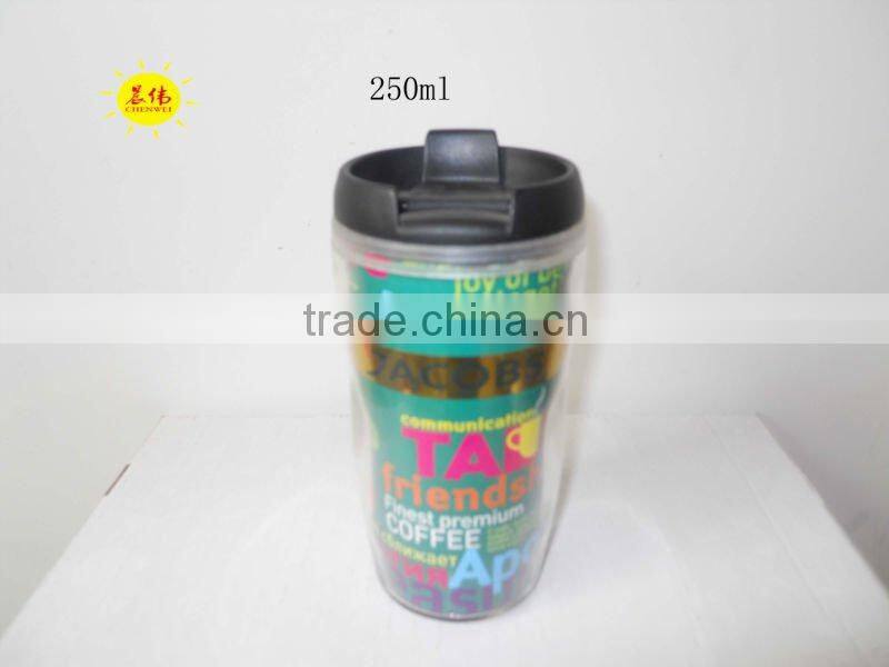 Double wall insulatedd plastic cups with full-color printing paper inserted