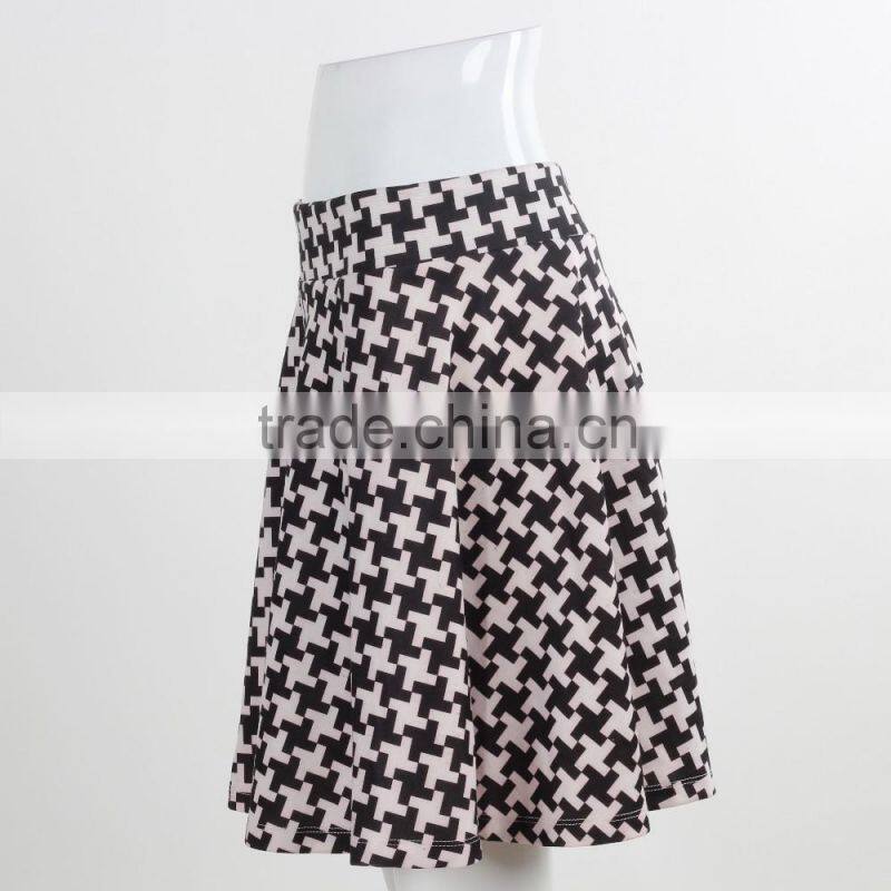F5S43015 European Style Women Houndstooth Printed Flippy Skirts