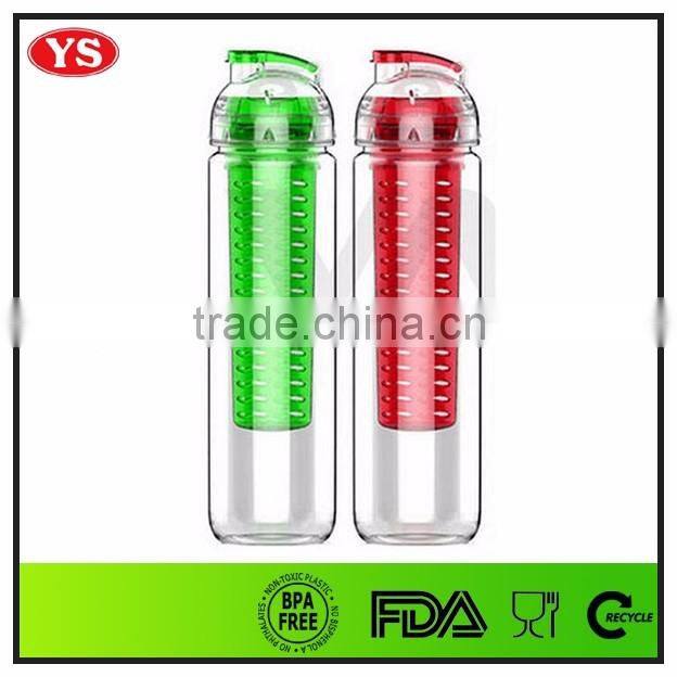 800ml bpa free reusable fruit infuser tritan water tumbler with lid