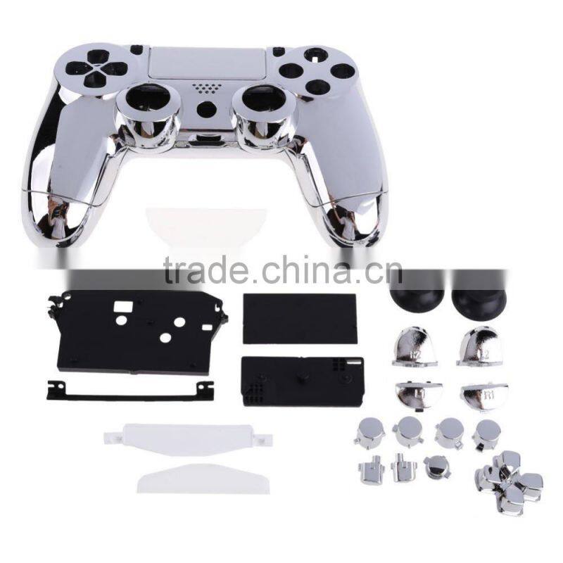 for PS4 Front Back Housing Controller Shell Polished Glossy Case Skin Cover Controller Grip Handle (Silver color) for ps4