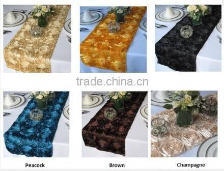 3D Satin Rosette Table Runner Ribbon Embroidery Table Runners