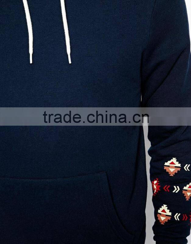 mens korean fashion navi blue hoodies printed sleeves sweatshirts